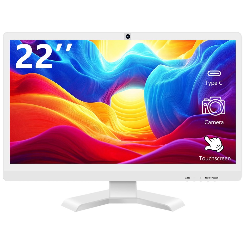 Akntzcs 22 Inch Touchscreen Monitor with Camera @1920x1080P Full HD IPS Panel Built-in Speakers
