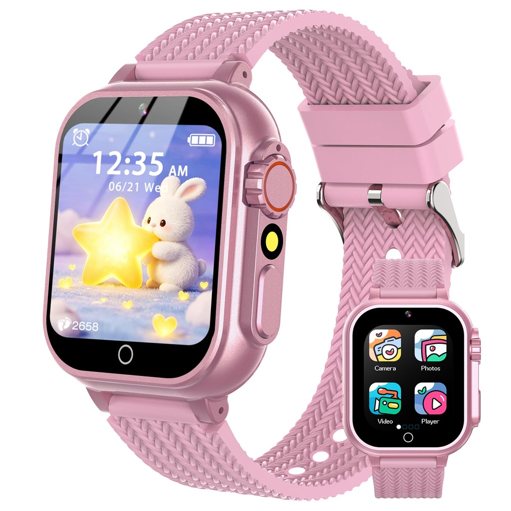 kaacly Kids Smart Watch - 1.54" Kids Watch wiht Games, Pedometer, Learning Cards, Story, Mu