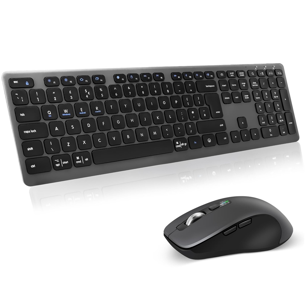 CITLLA Wireless Bluetooth Keyboard and Mouse Combo,Multi Device 2.4G & Bluetooth Full-Size C