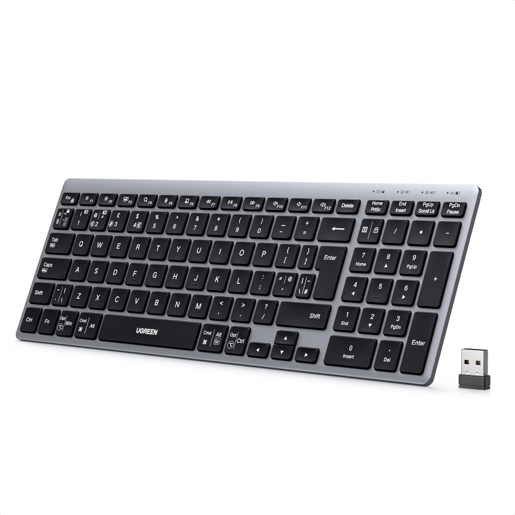 UGREEN Wireless Keyboard, Bluetooth Keyboard with UK Layout, Mini and Rechargeable Ergonomi