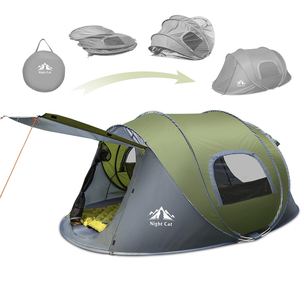 Night Cat Pop Up Tent 2 Person: 2 Man Tent Waterproof Instant Camping Tent Backpack Trekkin