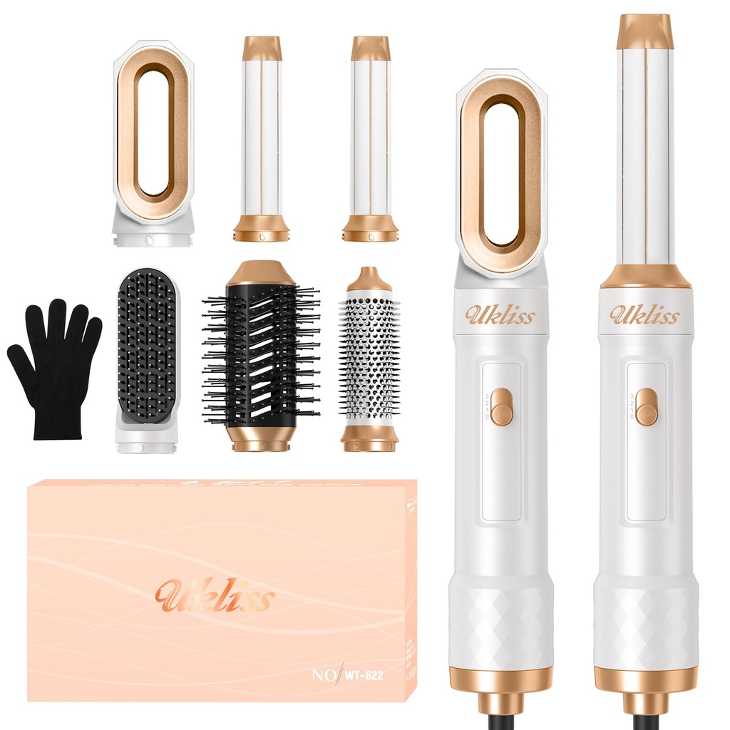 UKLISS 6 in 1 Hair Styler, Hair Dryer Brush & Airstyler with Automatic Hair Curler, Hair St