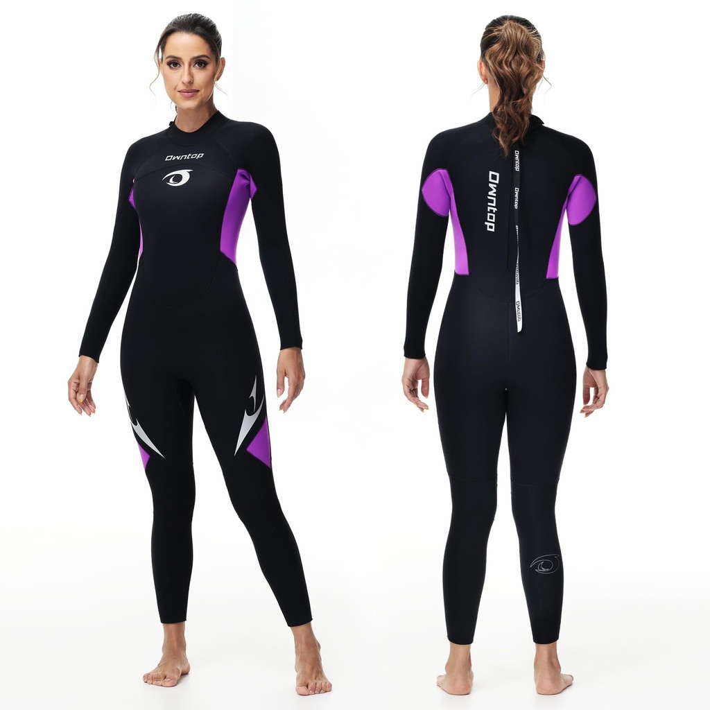 Owntop 5mm Wetsuit for Men Women - Back Zip Neoprene Wet Suit, Adult Full Length Diving Sui