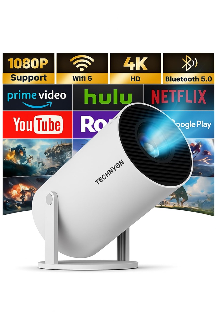 Technyon HY300 PRO+ 2026 | 1080P Full HD WiFi Projector with Android 11.0 Ã¢Â€Â“ 12000 Lume