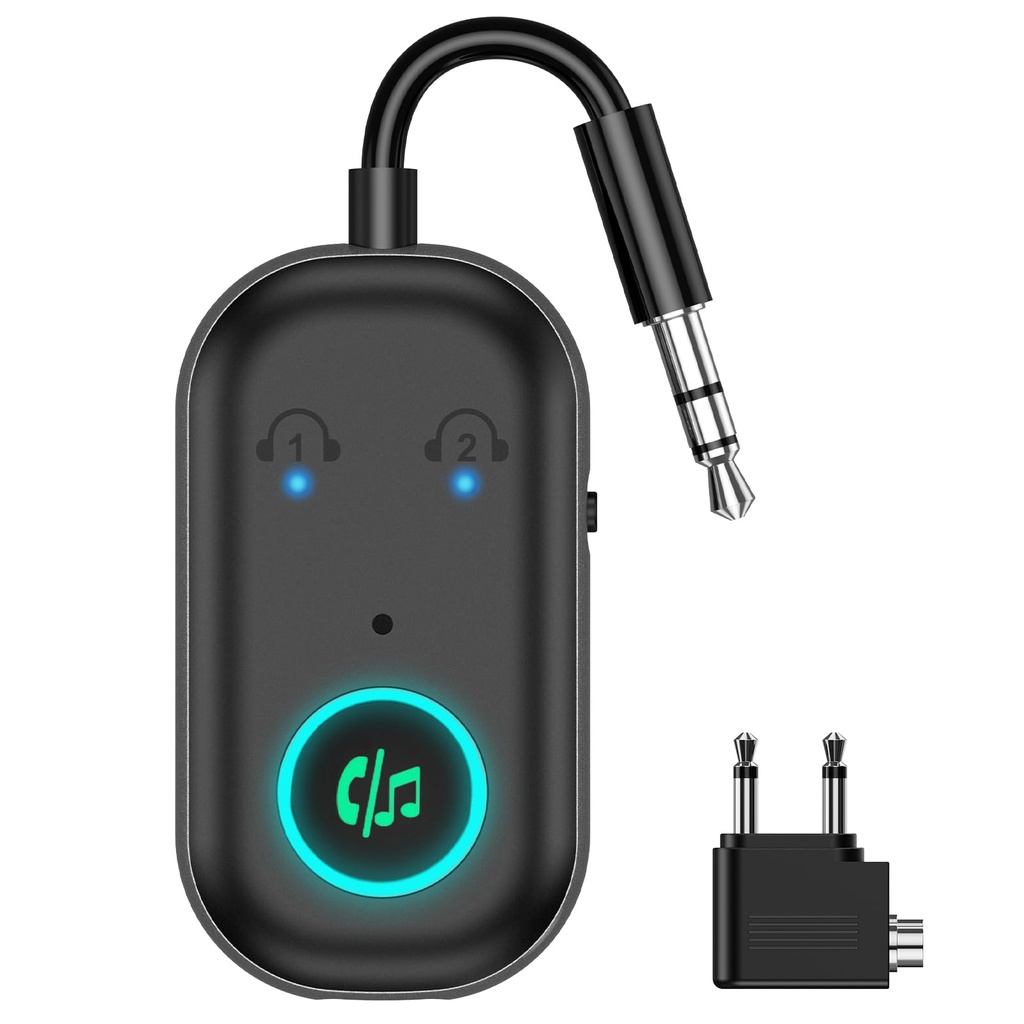 OQIMAX Newest Bluetooth 5.3 Transmitter Receiver, 2-in-1 Bluetooth AUX Adapter with Dual Co