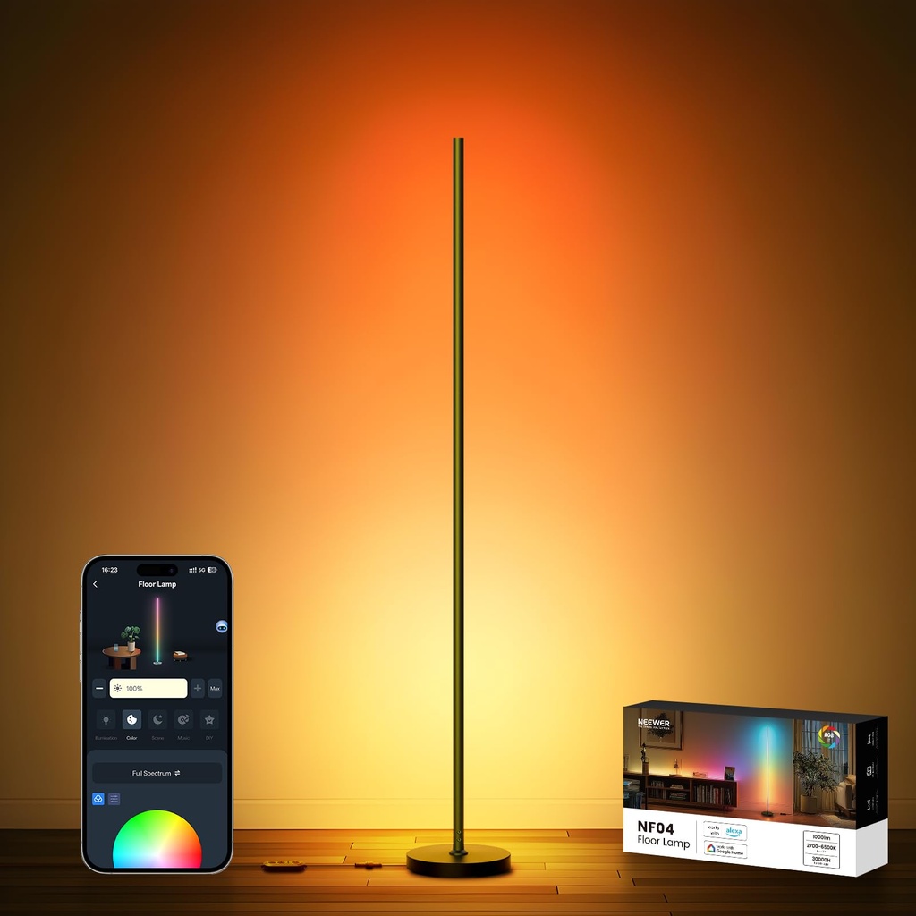 NEEWER NF04 RGB IC W Smart Floor Lamp NEW Version, 1000lm LED Corner Light Compatible
