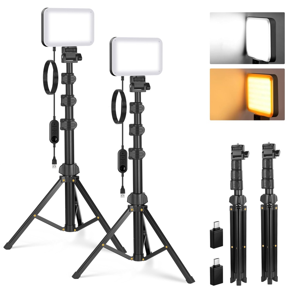 NEEWER BASICS 2 Pack LED Video Light Panel Lighting Kit, 6.2" Dimmable Portable Studio Light