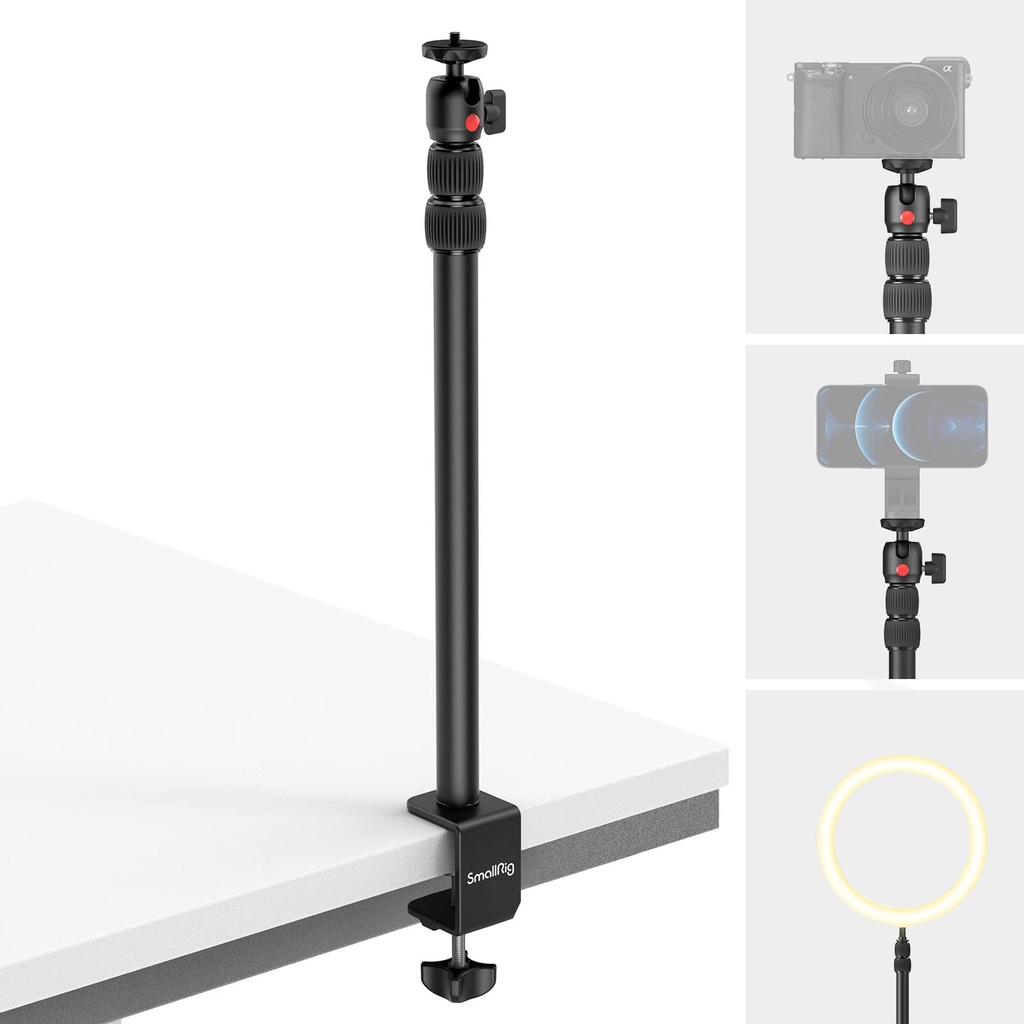 SMALLRIG Camera Desk Mount, Tabletop C Clamp Mount Arm with 1/4"-20 Ball Head, 13"-35.4" Ad