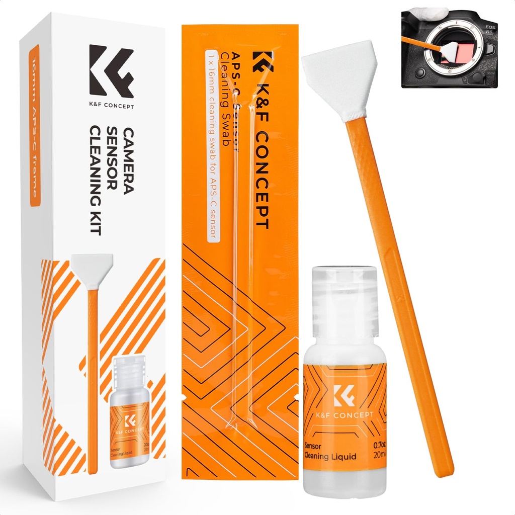 K&F CONCEPT 16mm APS-C Sensor Cleaning Swab*6 + 20ml Sensor Screen Cleaner DSLR SLR Digital