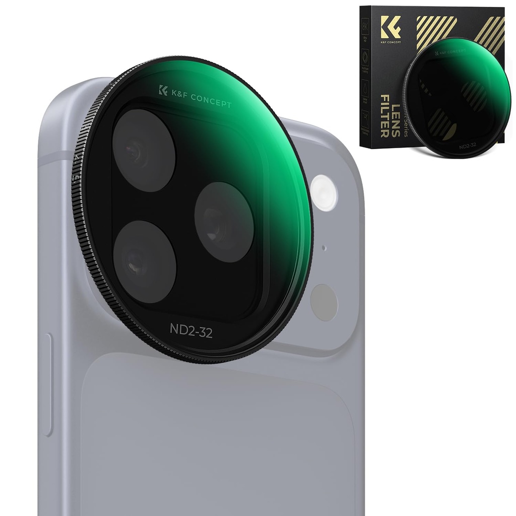 K&F CONCEPT FA301 Snap-On ND2-32 Filter for iPhone 17 Pro & Pro Max, 11.2g Ultra-Lightweight