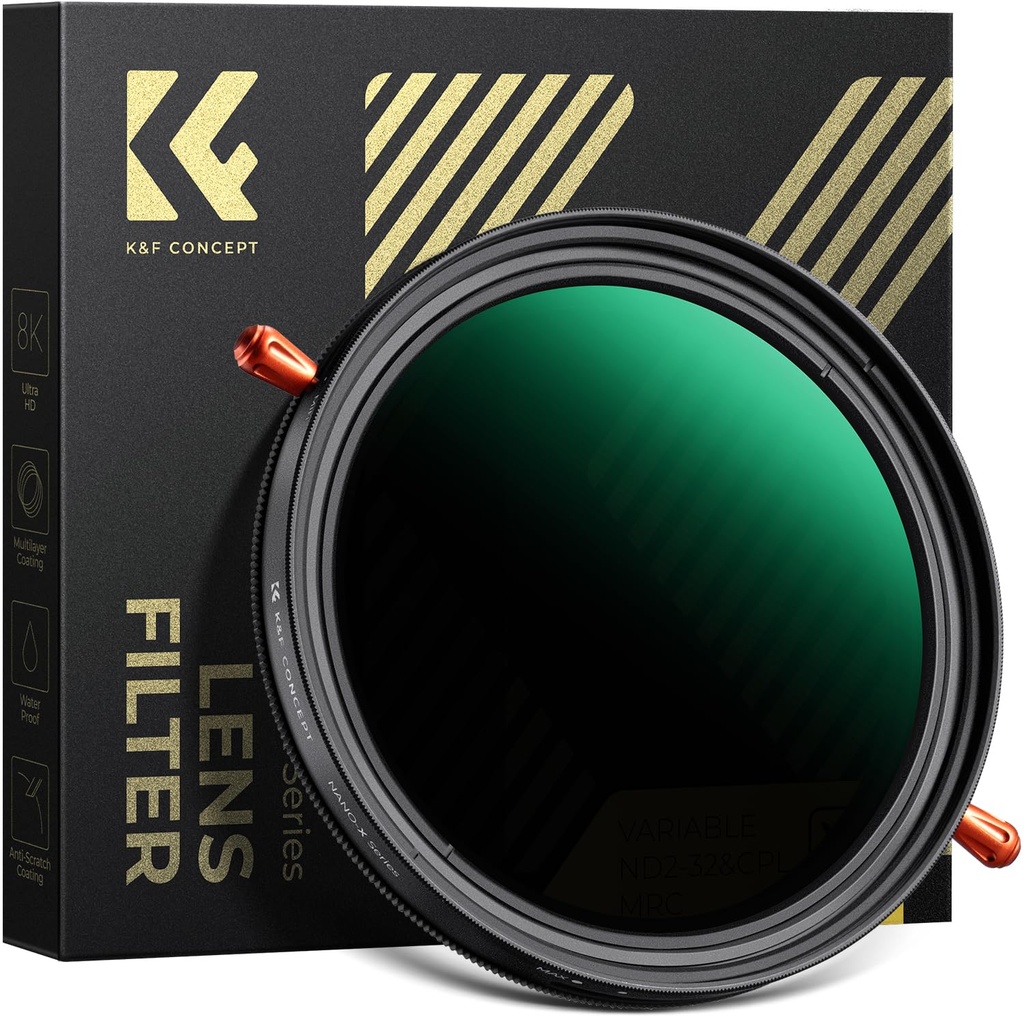 K&F CONCEPT 37mm Variable ND2-32 & CPL 2-in-1 Filter, ND and Polarizing 2 in 1 Filter