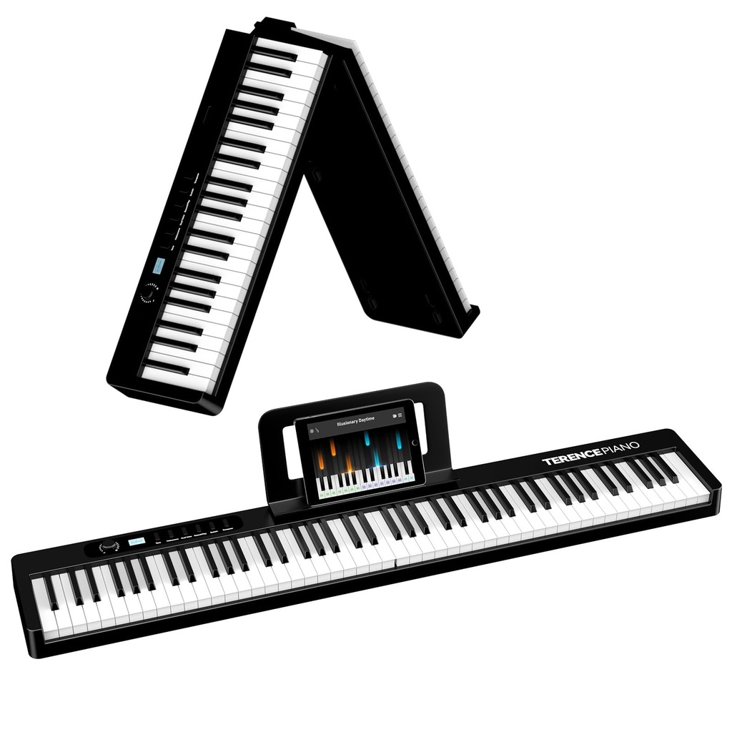 TERENCE Piano Keyboard with 88 Keys Foldable Digital Piano with 1750mAh Battery Semi Weighted