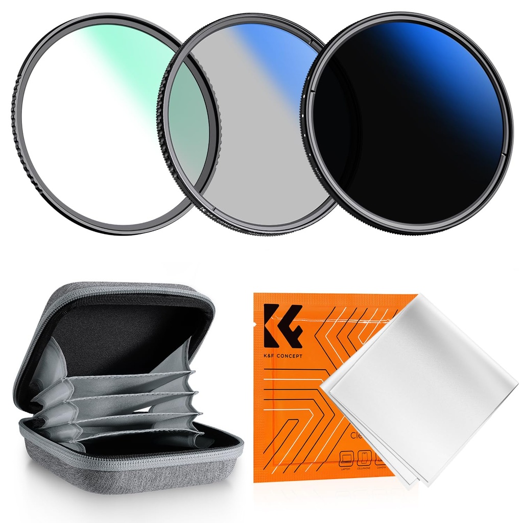 K&F CONCEPT 67mm UV CPL ND2-400 Lens Accessory Filter Kit Variable Neutral Density Filter U