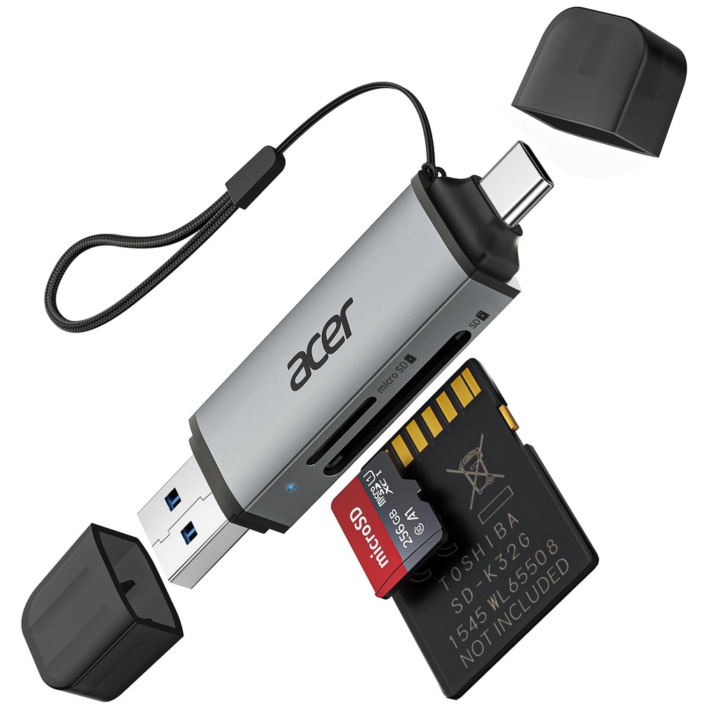 Acer SD Card Reader, USB C & USB 3.0 Memory Card Reader Adapter Supports SD/Micro SD/SDHC/S