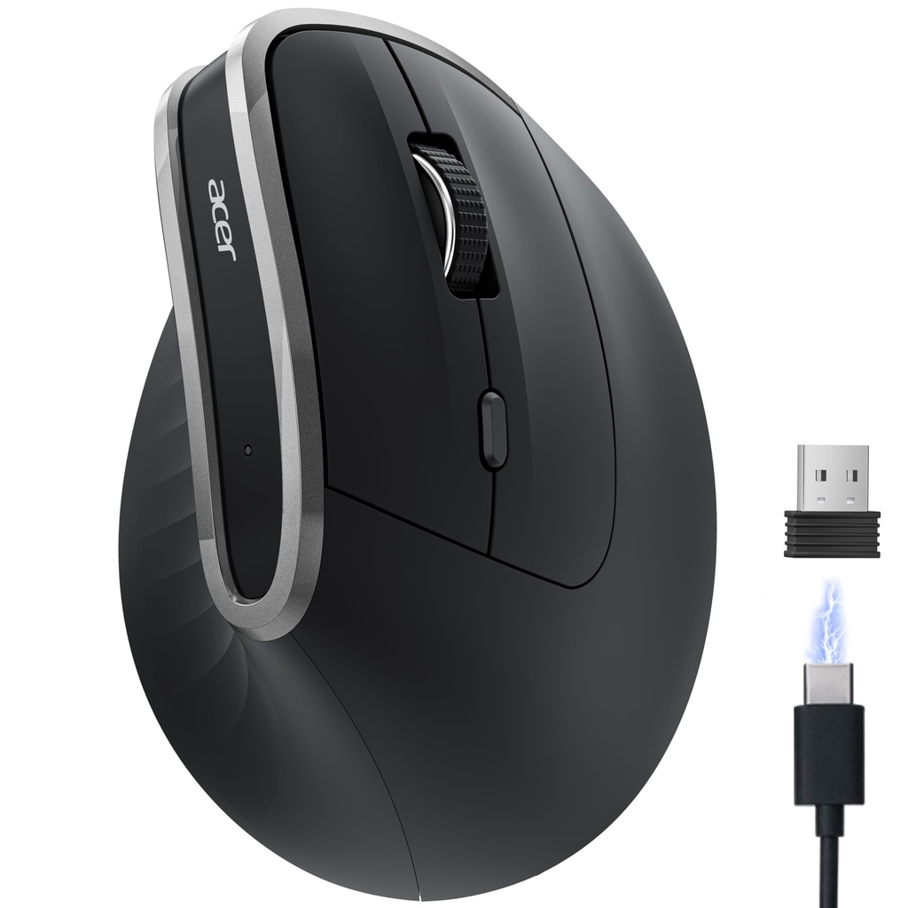acer Ergonomic Wireless Mouse, Vertical Computer Mouse for Office, Rechargeable Optical Erg