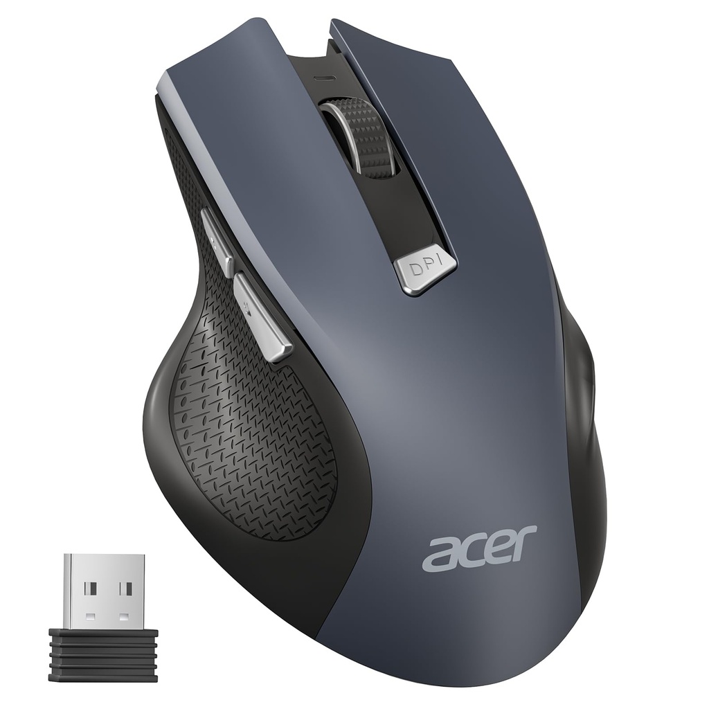 Acer Wireless Mouse, 3 Adjustable DPI Ergonomic Computer Mouse 2.4GHz with USB Receiver, 6