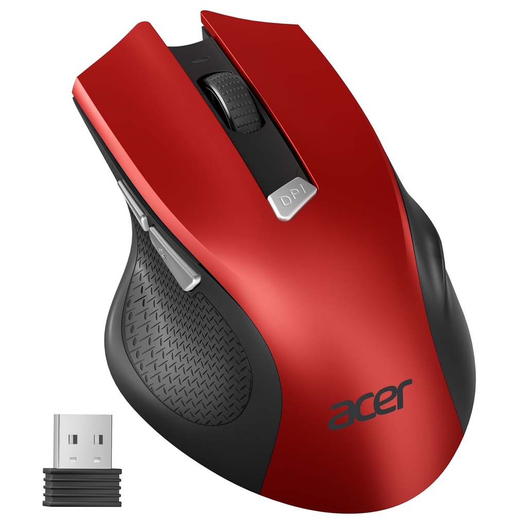 acer Wireless Mouse, 3 Adjustable DPI Ergonomic Computer Mouse 2.4GHz USB Receiver, 6 Butto