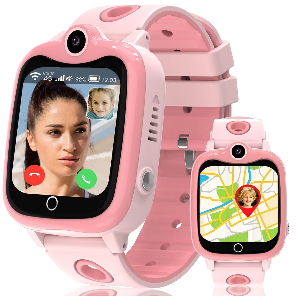 ELEJAFE 4G GPS Kids Smart Watch for Boys Girls,IP68Kids Phone Smartwatch GPS+LBS+WIFI Track