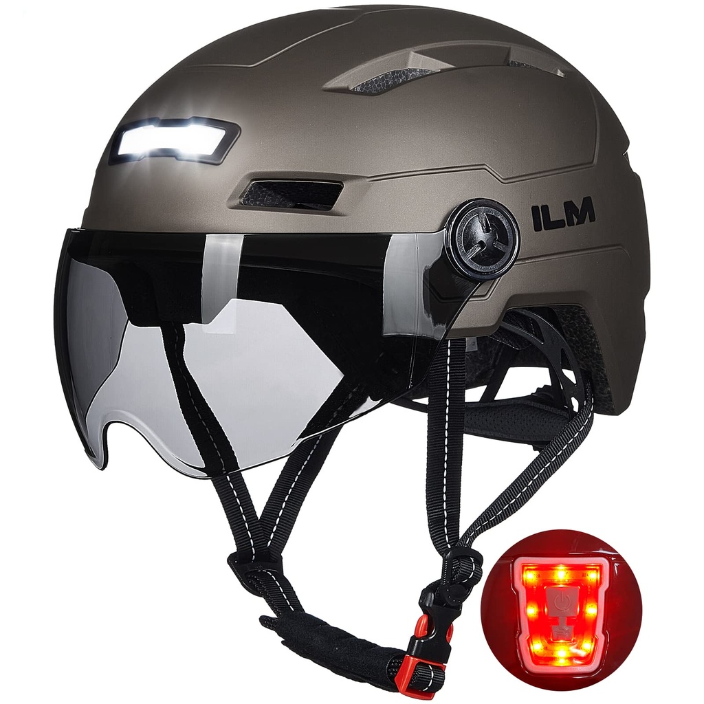 ILM Adult Bike Helmet with USB Rechargeable LED Front and Back Light Unisex Adult Cyclists