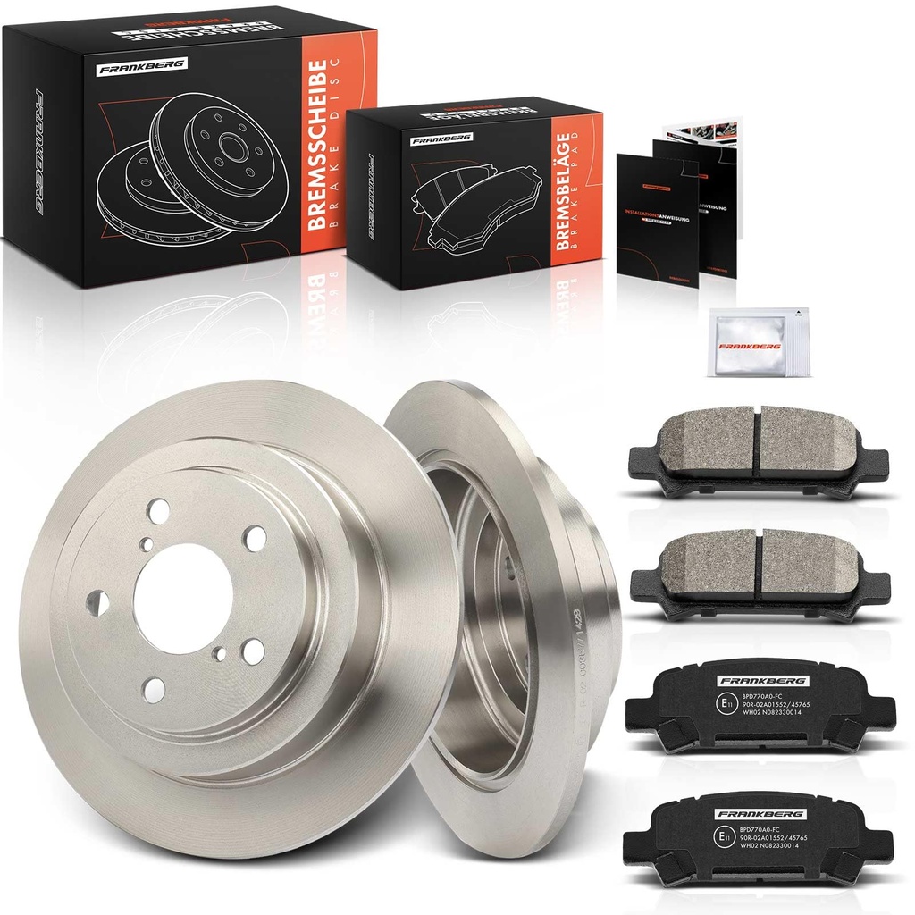 Frankberg Brake Kit incl. 2x Brake Disc + 4x Brake Pad Rear Compatible with Forester SF Imp