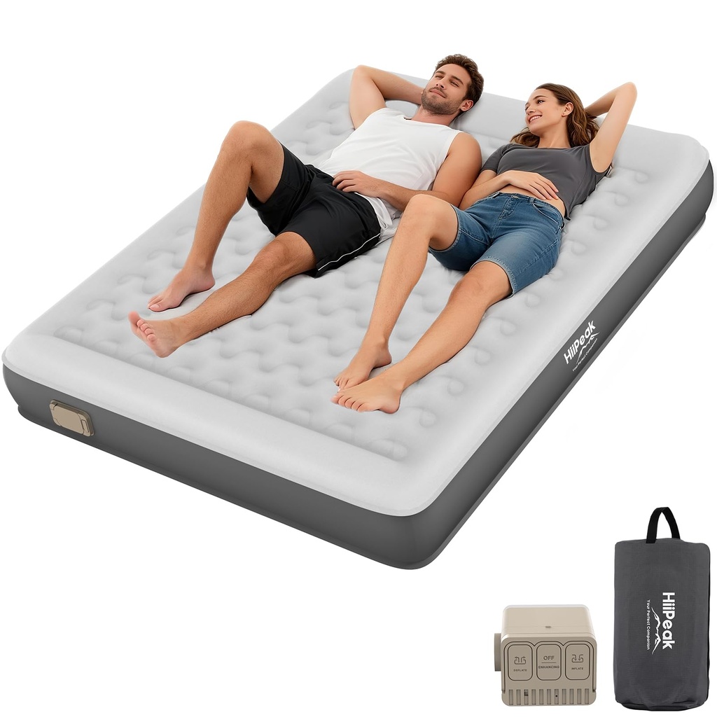 HiiPeak Inflatable Mattress, Air Bed, Double Airbed with Wireless Removable Built in Pump,