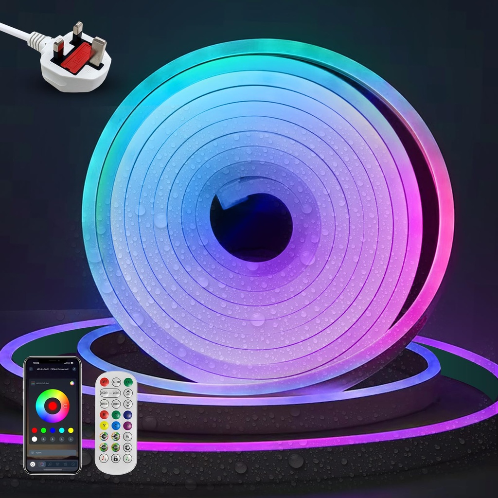 YOODI RGBIC Neon Rope Light 20M Outdoor Waterproof IP65 240V LED Strip Light with App/Remot