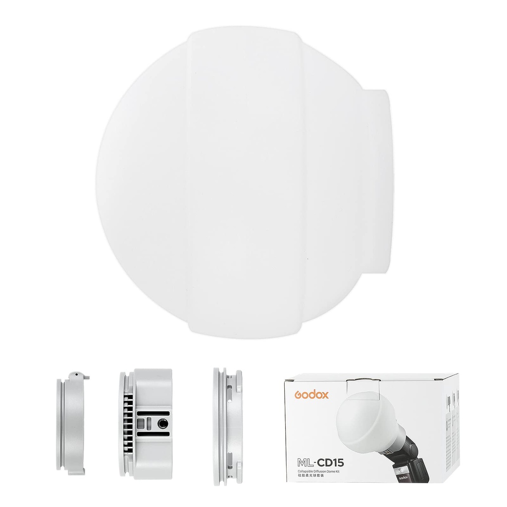 Godox ML-CD15 Foldable Dome Diffuser Kit with 3 Adapters for Godox ML30 ML30Bi ML60 ML60Bi