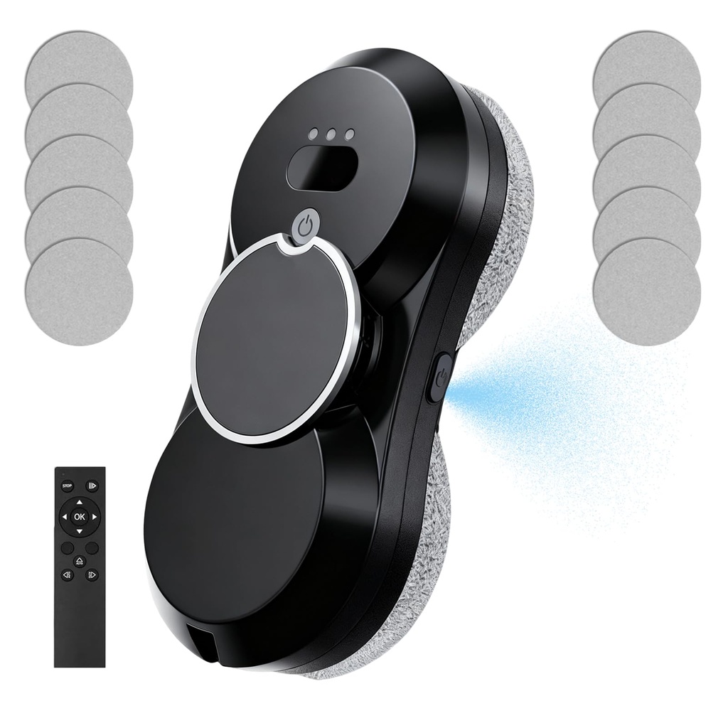 Window Cleaning Robot,5600Pa Automatic Window Cleaner Robot with Auto Water Spray,3 Cleanin