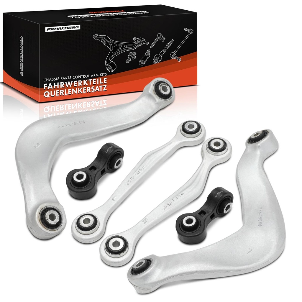 Frankberg 4x Control Arm + 2x Stabiliser Link Rear Left Right Compatible with A4 8K2 A5 8T3