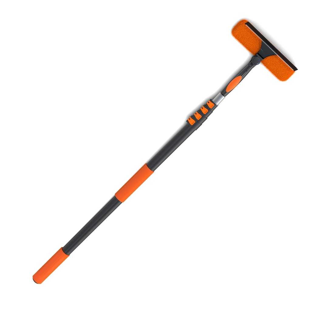 LAANPOLE 9m Telescopic Window Cleaner, 2-in-1 Window Cleaning Equipment for Home with Extend