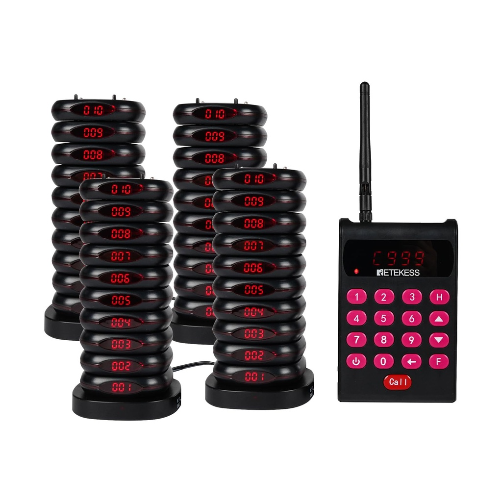 Retekess TD161 Restaurant Pager System, 40 Pagers, 500M Restaurant Buzzer, Separate Movable