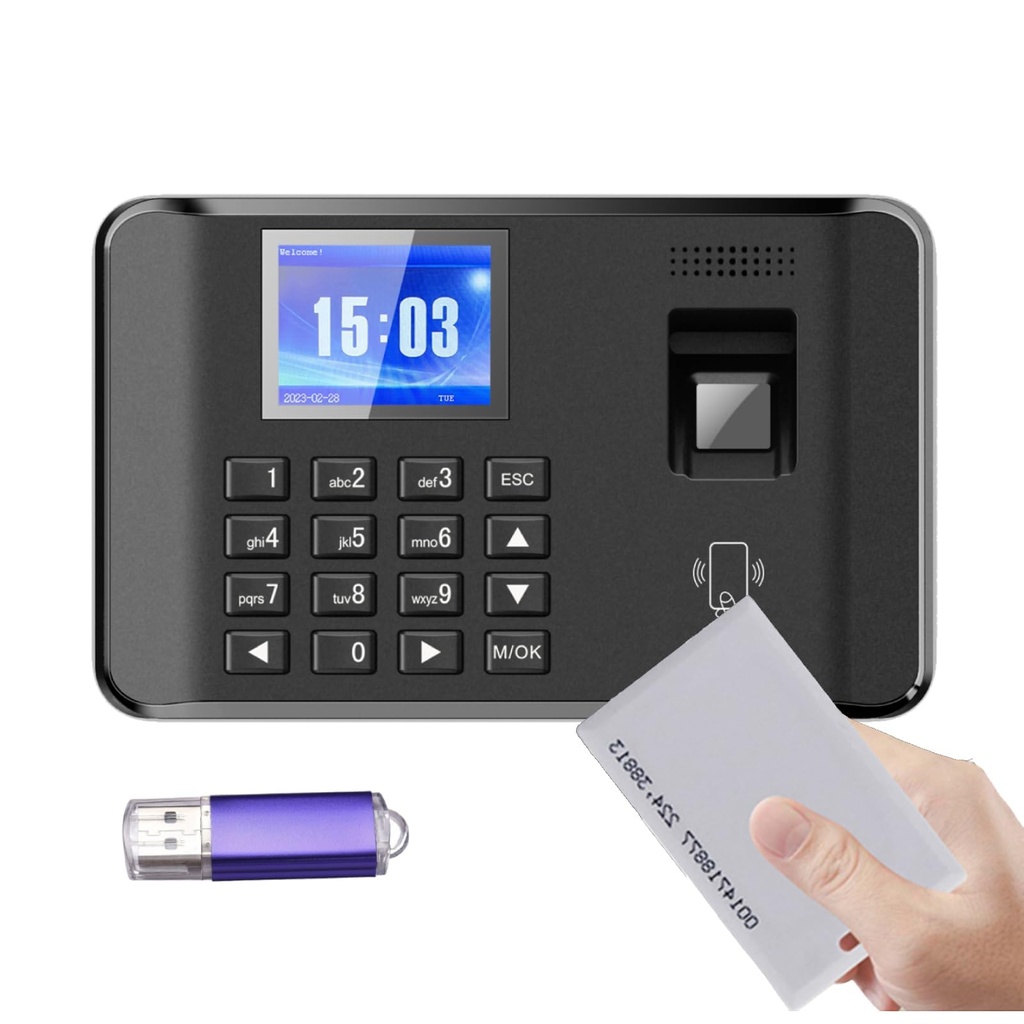 Bisofice Clocking in Machine for Small Business, Employee Time Clock with RFID & Password,