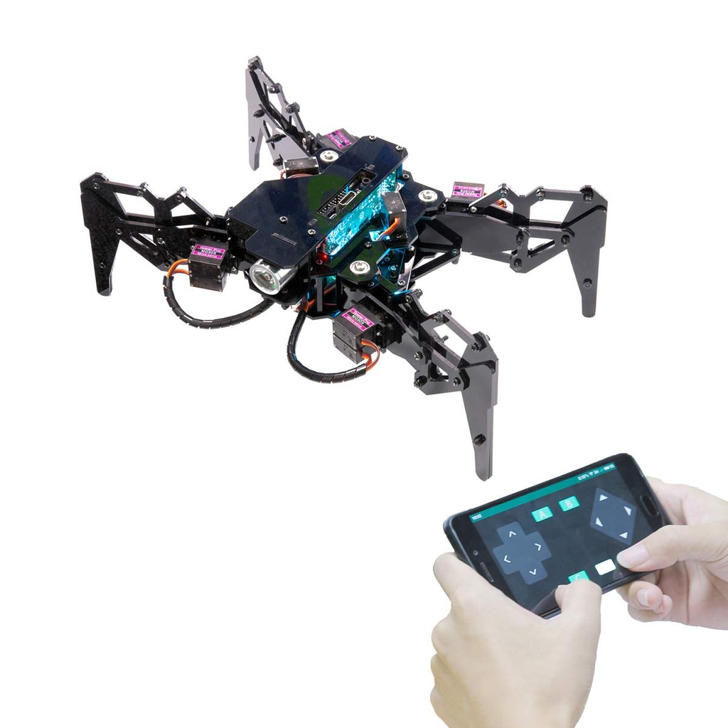 Adeept Quadruped Spider Robot Toy Kit for Raspberry Pi 4 3 Model B+ B STEM Crawling Robot Op