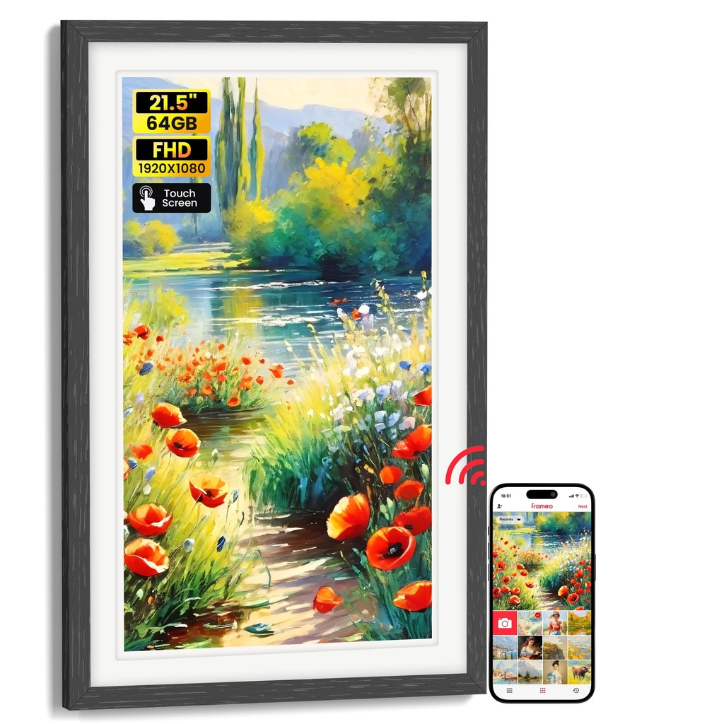 Frameo 21.5 Inch WiFi Digital Photo Frame with 64GB Memory, 1920x1080 FHD IPS Touchscreen D