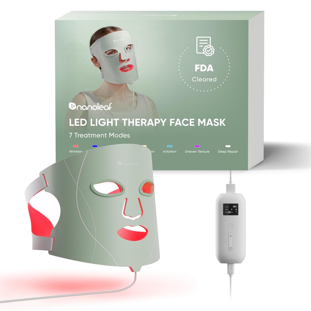 Nanoleaf LED Face Mask 432 LEDs, Red Light Therapy Mask with 7 Modes