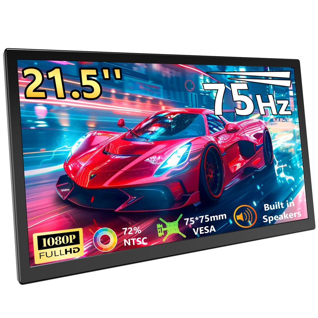 Showscren 21.5 Inch Portable Monitor, 1080P FHD Large Screen External Display, VESA Mountable