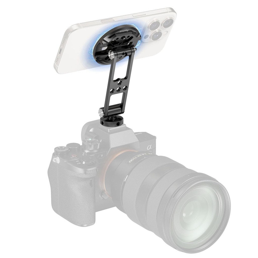 SMALLRIG Magnetic Metal Phone Mount with Cold Shoe Mount, Adjustable Rotatable Phone Tripod