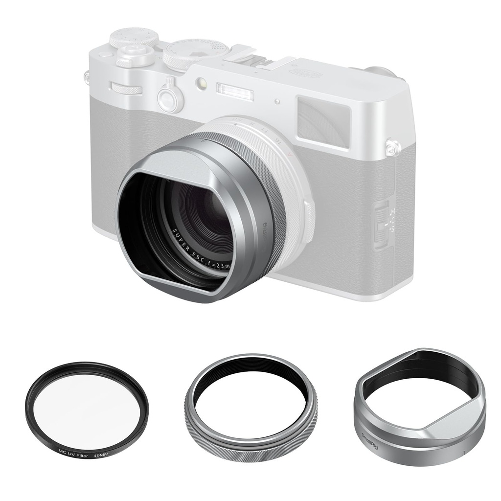 SMALLRIG UV Filter with Lens Hood Kit for FUJIFILM X100VI / X100V, UV Filter with 99% Light