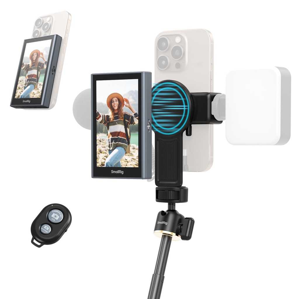 SMALLRIG Phone Vlog Selfie Monitor Screen for iPhone & Android(Support 4K), w/Magnetic Phon