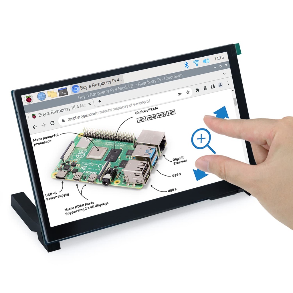 FREENOVE 7 Inch Touchscreen Monitor for Raspberry Pi 5 4 B 3 B+ A+, 800x480 Pixel IPS Displ