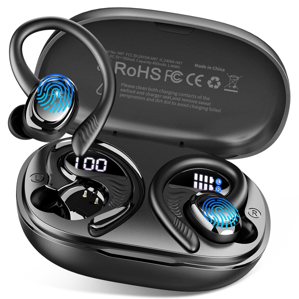 Wireless Earbuds Sport, 2026 Bluetooth 5.4 Headphones with App Custom EQ, Stereo Bass in-Ea