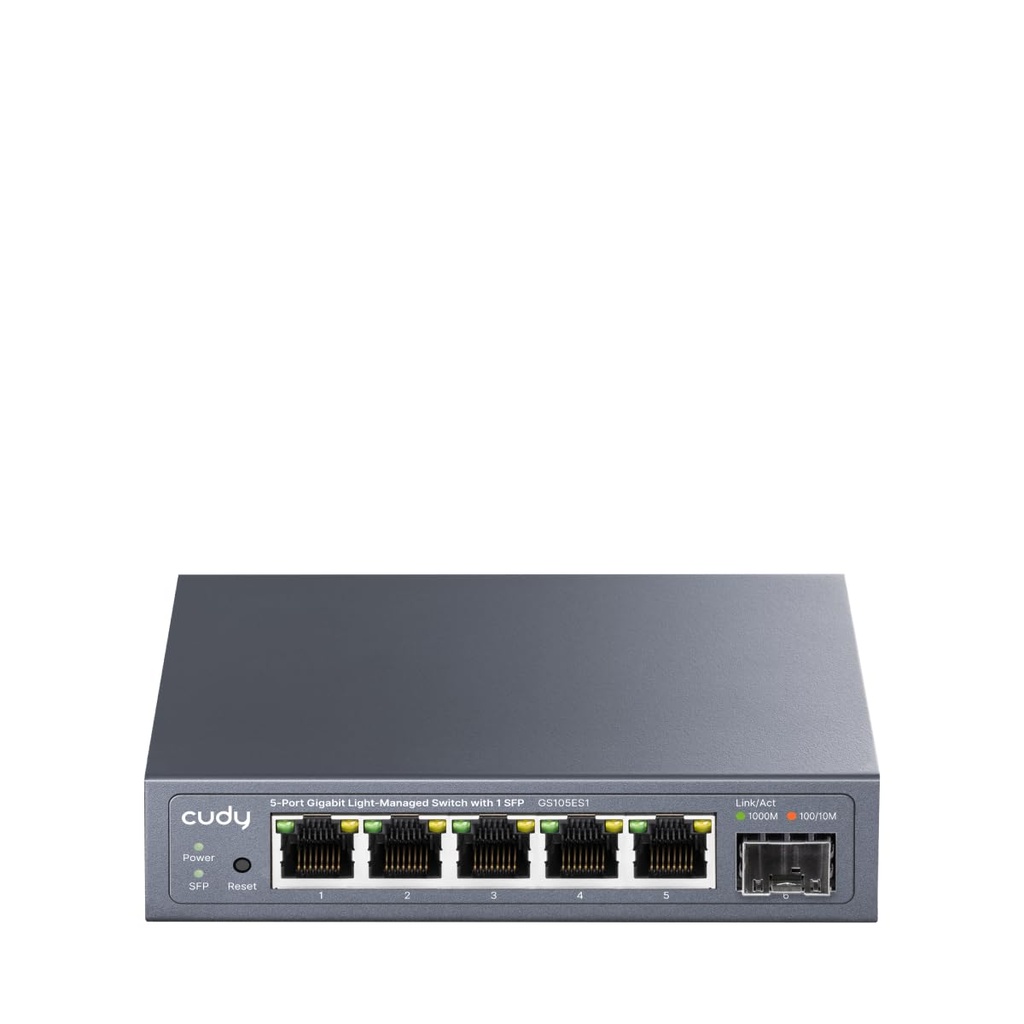 Cudy GS105ES1 5 Port Gigabit Light-Managed Switch with 1 SFP, Web Managed, VLAN, QoS, IGMP