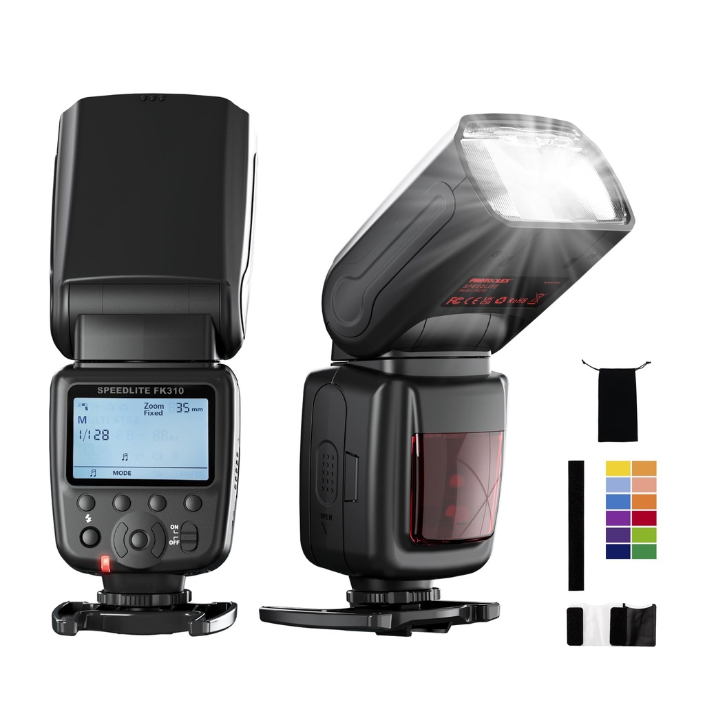 PHOTOOLEX LCD Flash Speedlite for Canon Nikon Sony Panasonic Olympus Fujifilm Pentax and Ot