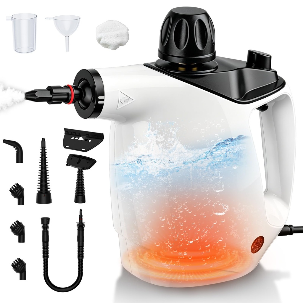 Handheld Steam Cleaner, 1050W Pressurised Steam Cleaner with 13 Accessories & Child Lock, 4