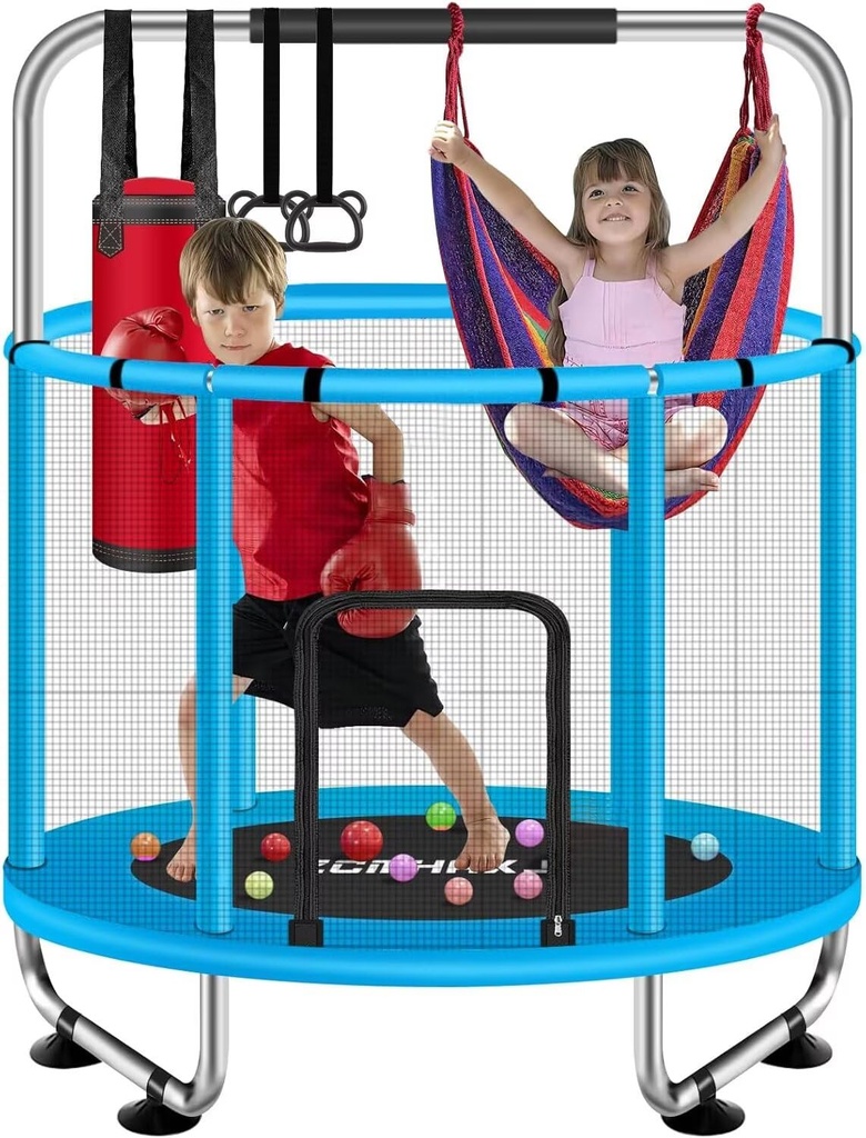 ZCMHAXJ 55" Trampoline for Kids with Enclosure, 440lbs Capacity Indoor & Outdoor Toddler Tr
