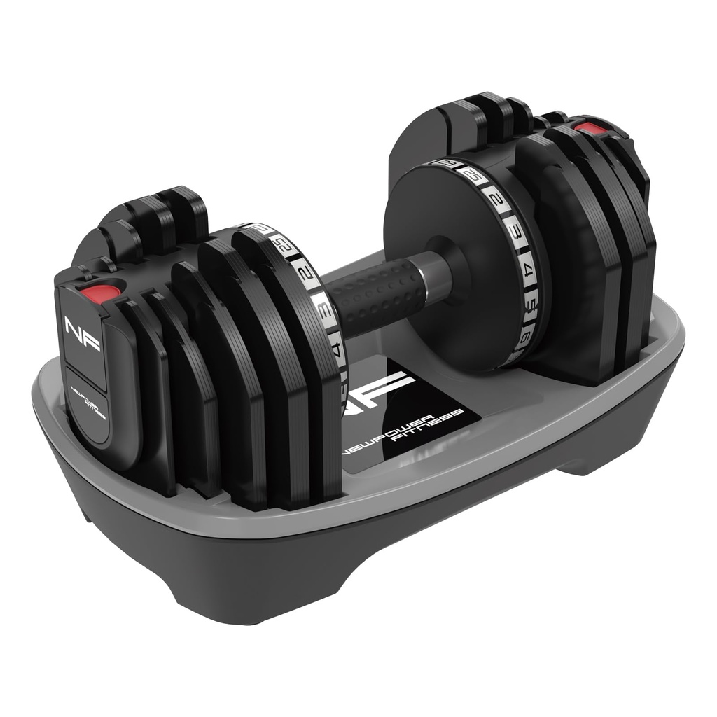 Newpower Fitness 25kg Adjustable Dumbbell for Saving Place, 18 Dumbbells in Single Weight (