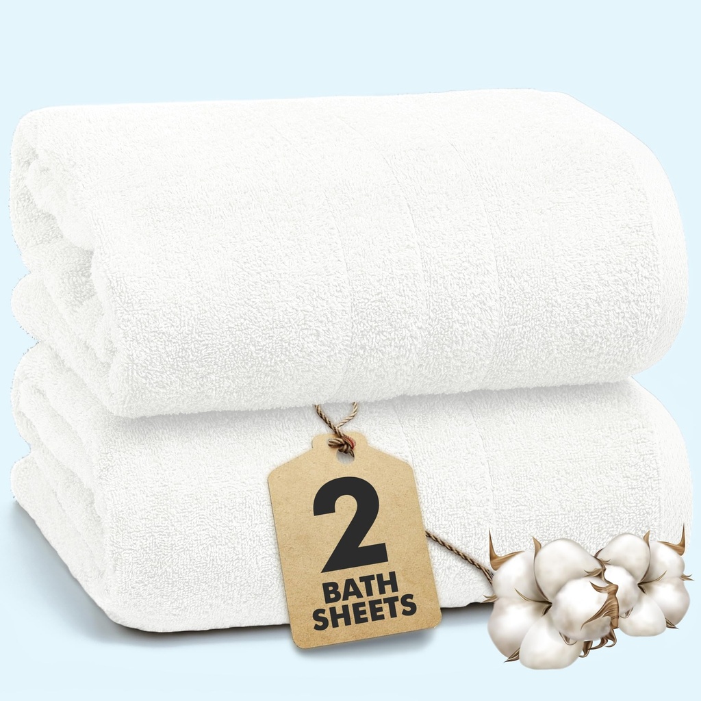 Novo Home Bath Towels Set of 4 Ã¢Â€Â“ 550 GSM 100% Cotton White Extra Large Towels for Bath