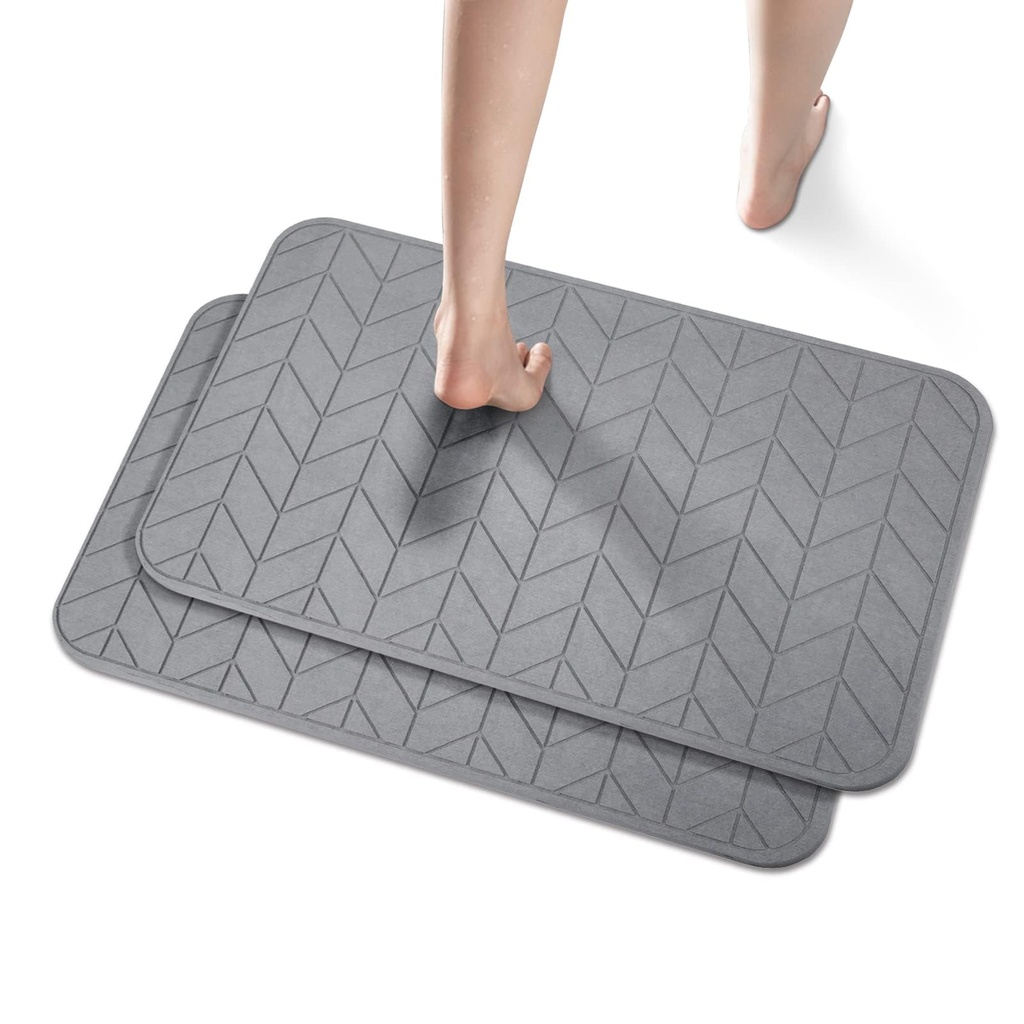 2 Pack Diatomaceous Earth Shower Mat, Stone Bath Mat, Nonslip Super Absorbent Fast-Drying H