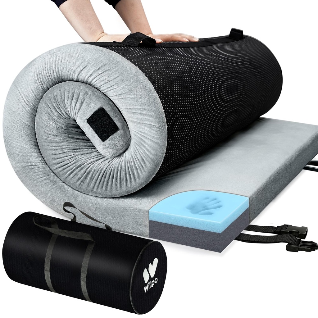 Willpo Memory Foam Camping Mattress with Travel Bag, Lightweight Portable Sleeping Pad for