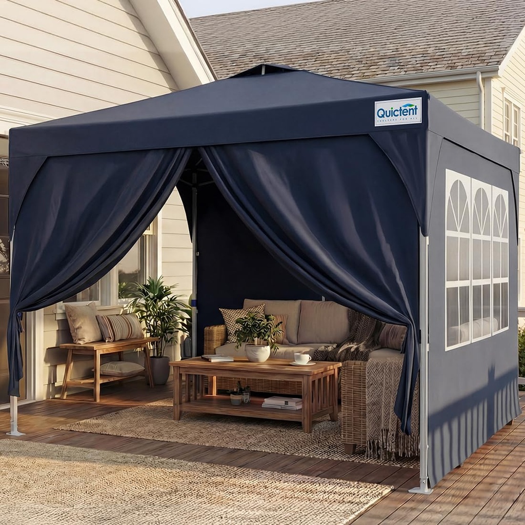 Quictent 3m x 3m Pop Up Gazebo with 3 Removable Sidewalls, Instant Setup Waterproof Tent wi